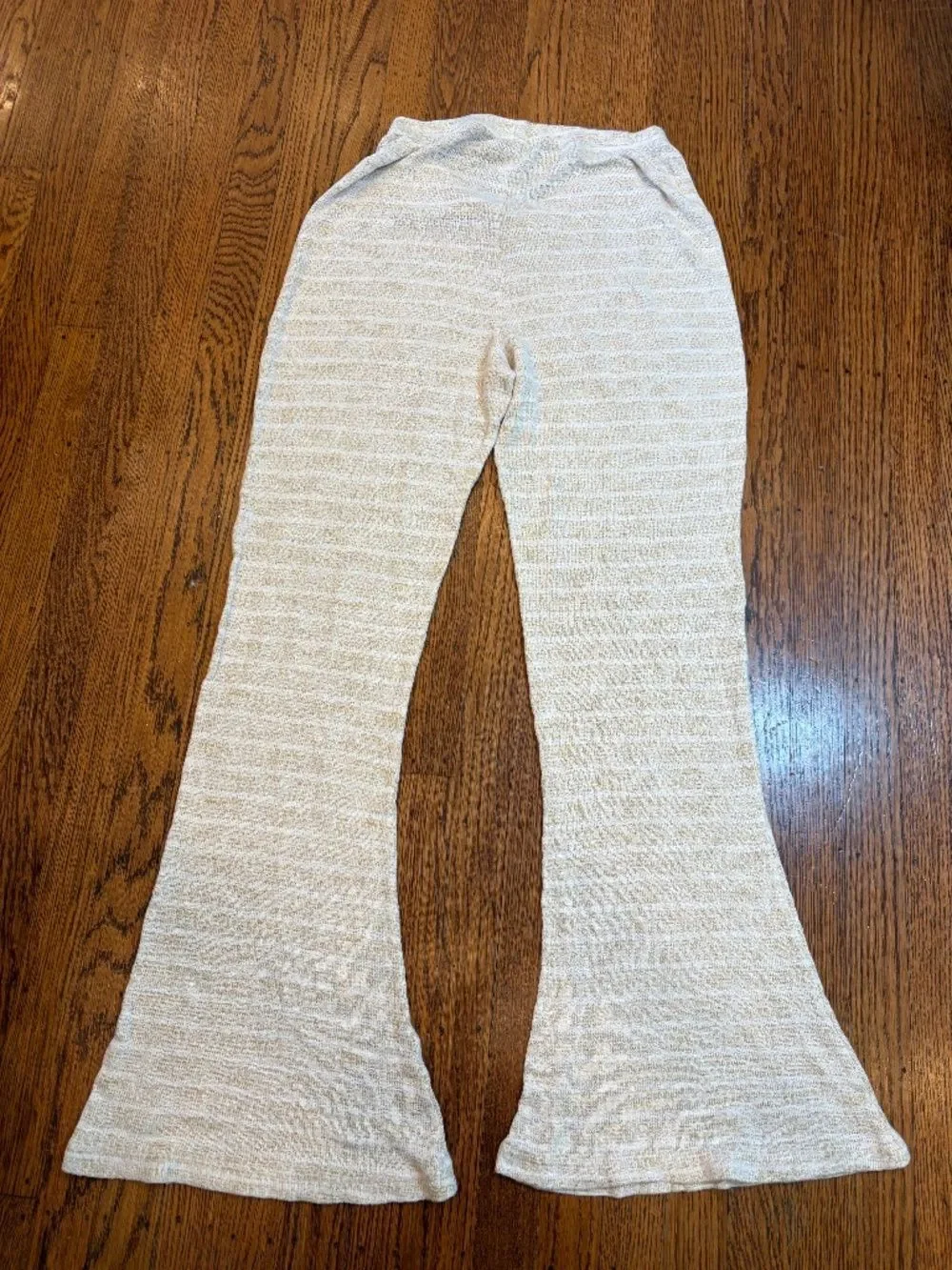 L*Space‎ Carmen Hacci Knit Pants Sz L | Cream Tan | Boho Luxe Beach Cover Up